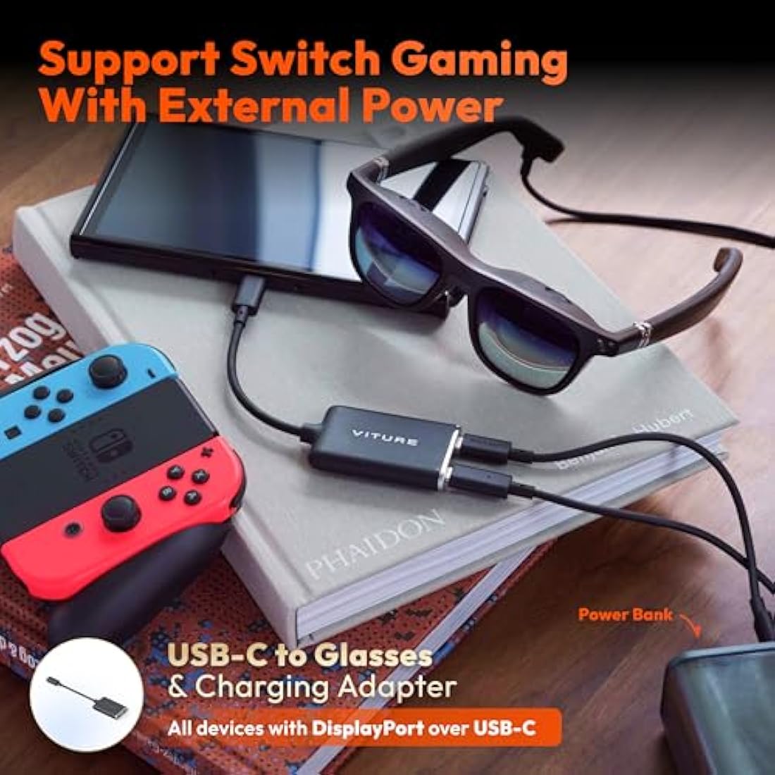 VITURE USB-C to XR Glasses Charging Adapter for Switch & Steam Deck