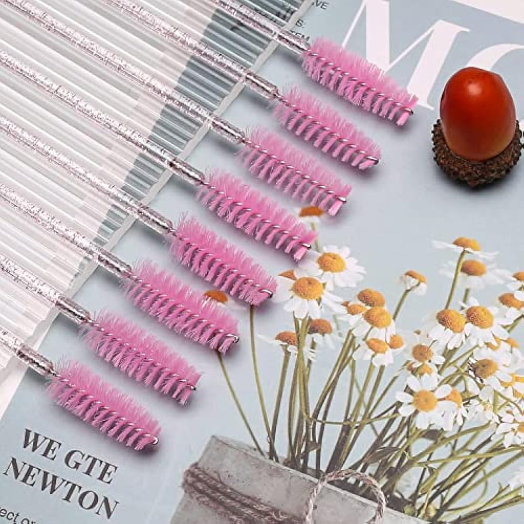 Disposable Mascara Wands | 100PC Crystal Pink Eyelash Brushes