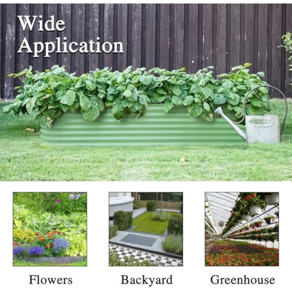 Byhagern Metal Raised Garden Bed - 240x60x45cm Galvanized Planter, Green