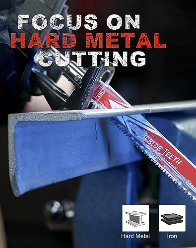 EZARC Carbide Reciprocating Saw Blades for Thick Metal | 225mm 8TPI 3-Pack