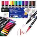 Artecho 24 Dual Tip Brush Pens | Fineliner & Brush Markers for Coloring