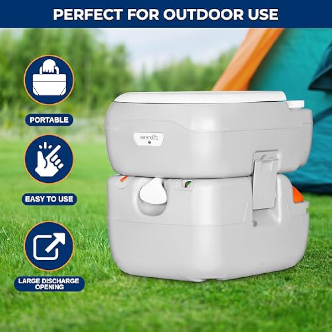 SereneLife Portable Toilet – 22L Leak-Proof Camping Porta Potty