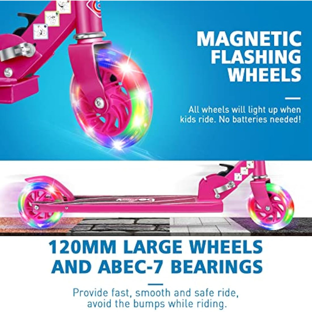 BELEEV V1 Kids Folding Kick Scooter | 2-Wheel Light Up Scooter for Ages 3-12