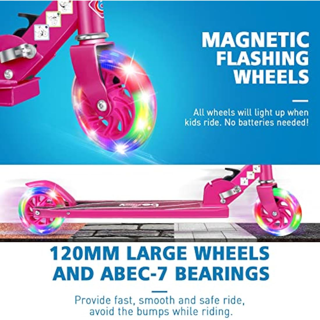 BELEEV V1 Kids Folding Kick Scooter | 2-Wheel Light Up Scooter for Ages 3-12