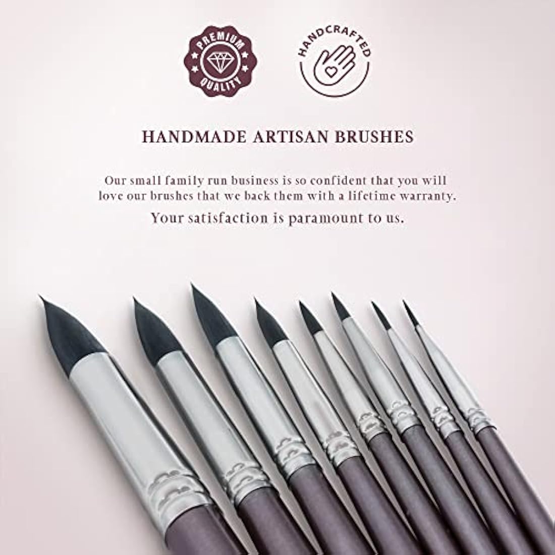 Pinturale Arts 8pc Professional Watercolour Brushes - Synthetic Round Set