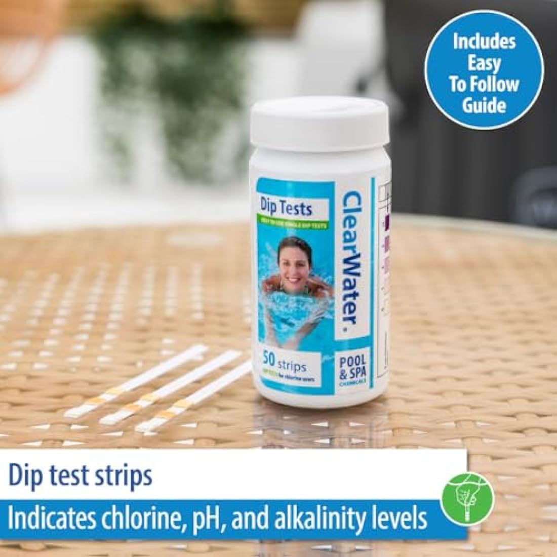 Clearwater 3-in-1 Pool and Spa Test Strips | Chlorine, pH & Alkalinity