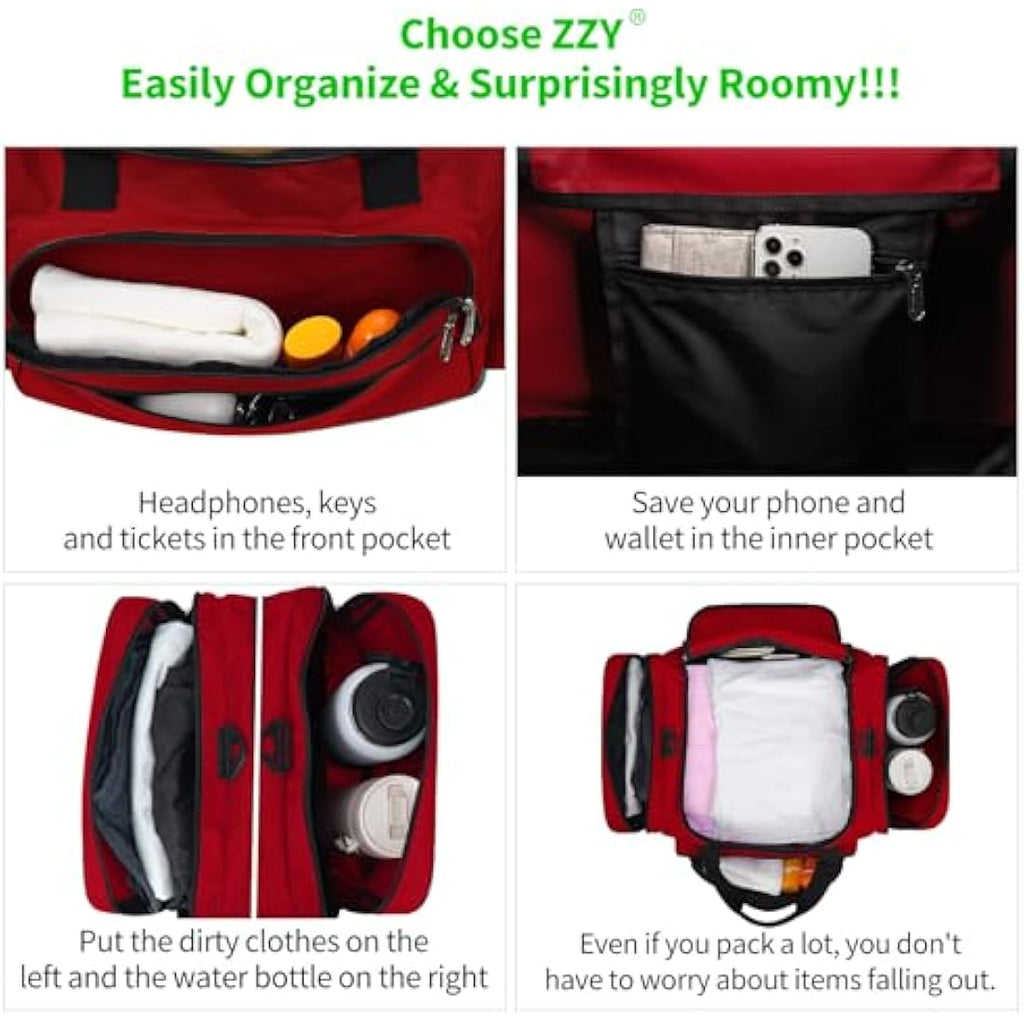 Sport Gym Duffle Bag | 40L Red Weekender Holdall