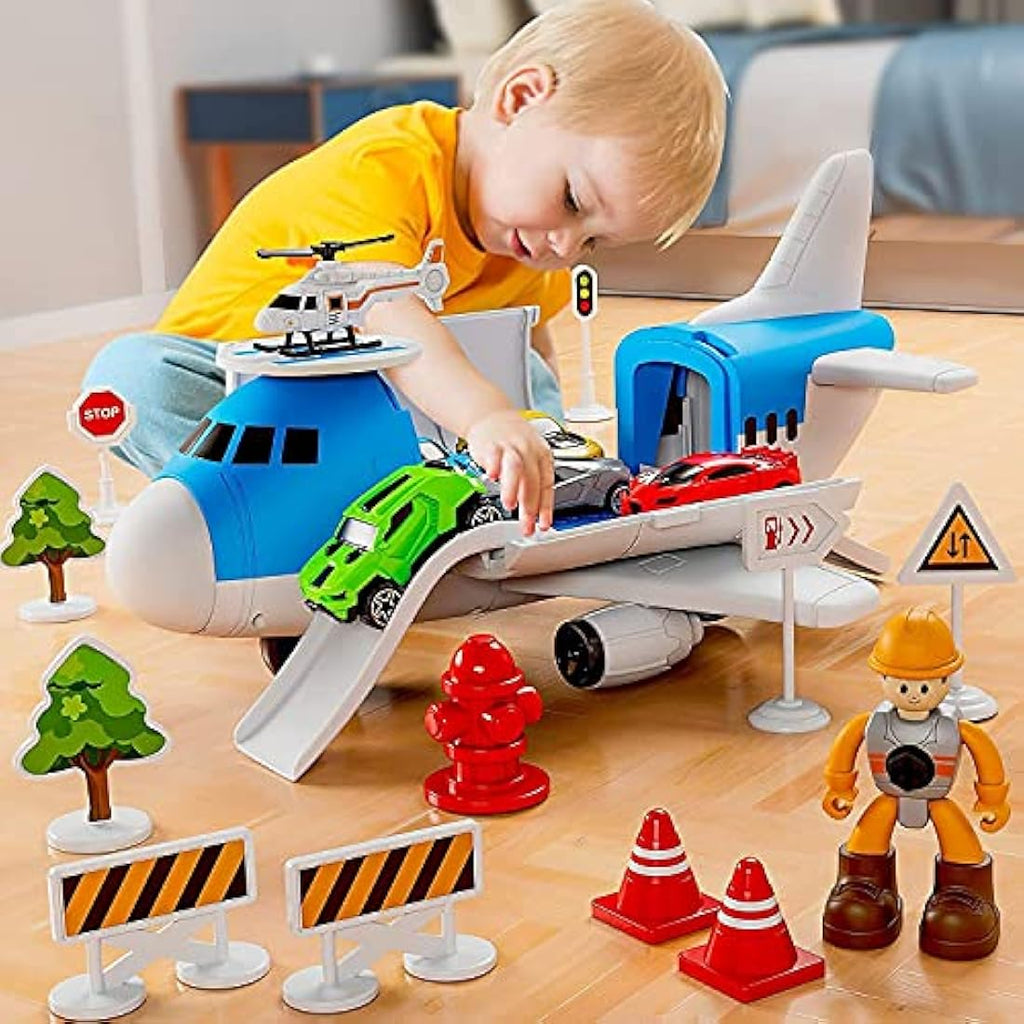 Transport Cargo Airplane Toy Set with 5 Mini Cars