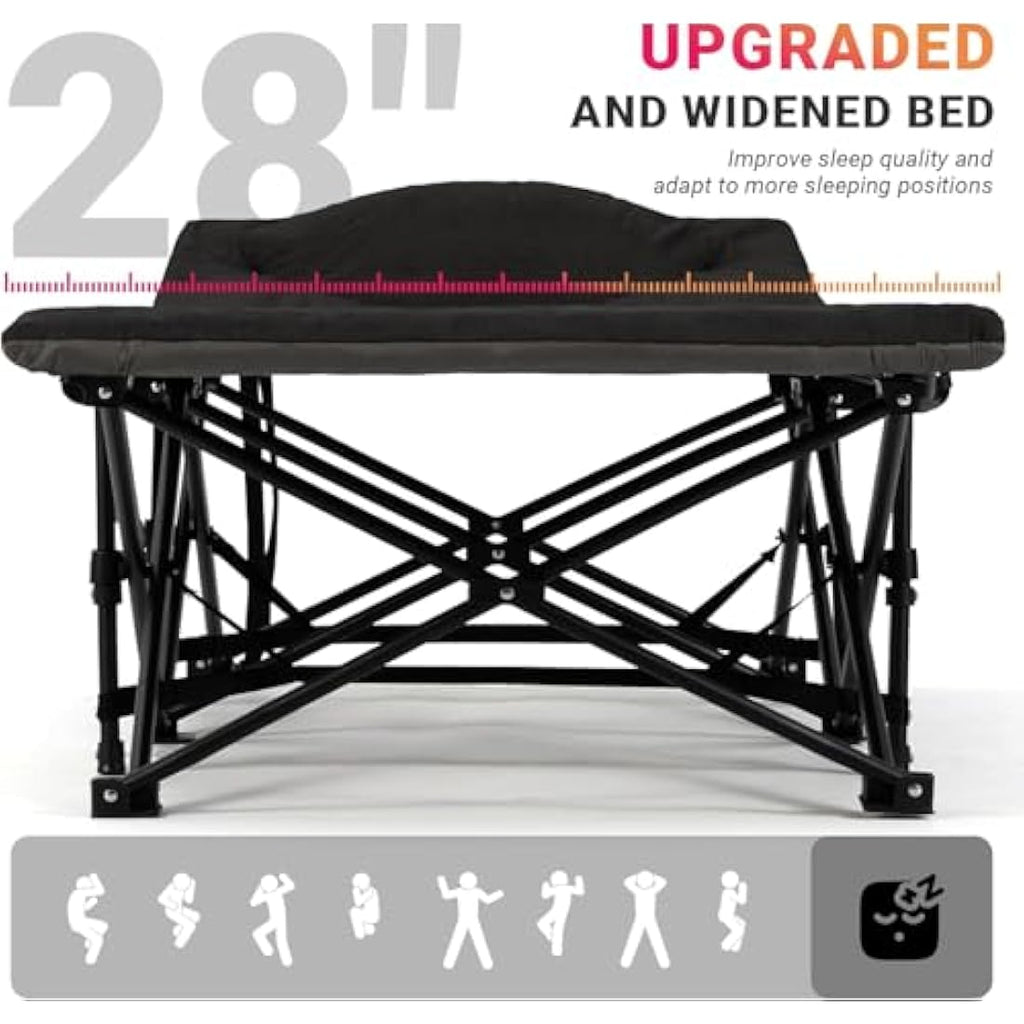 Overmont 28" Extra Wide Folding Camping Cot – Padded Heavy Duty Bed