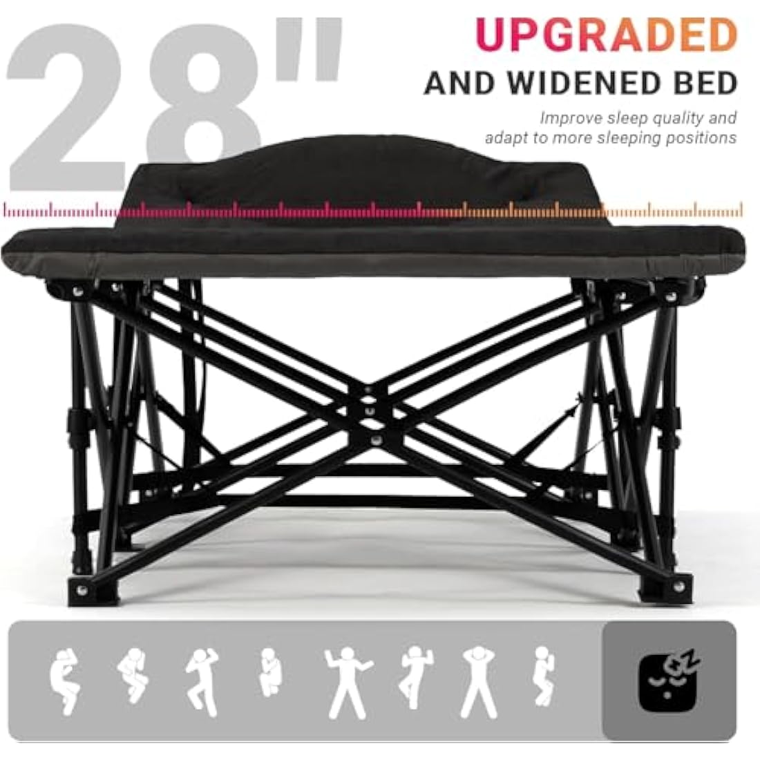 Overmont 28" Extra Wide Folding Camping Cot – Padded Heavy Duty Bed