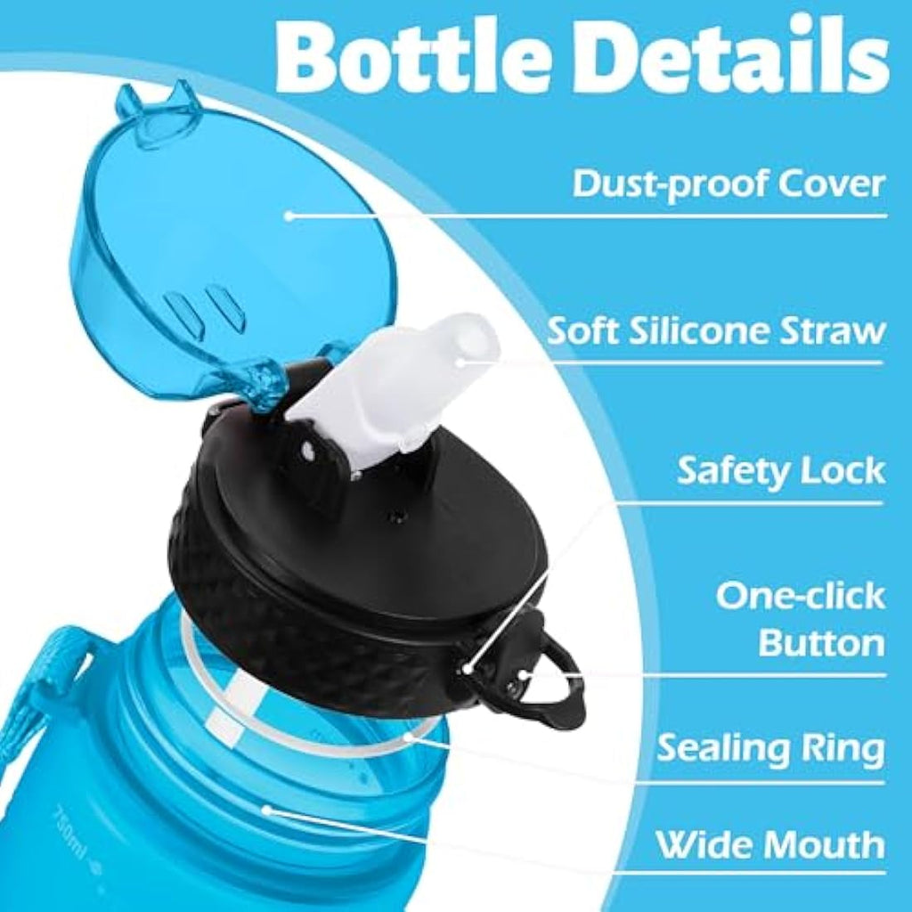 Oldley 750ml Tritan Water Bottle with Straw | Leakproof Sports Bottle