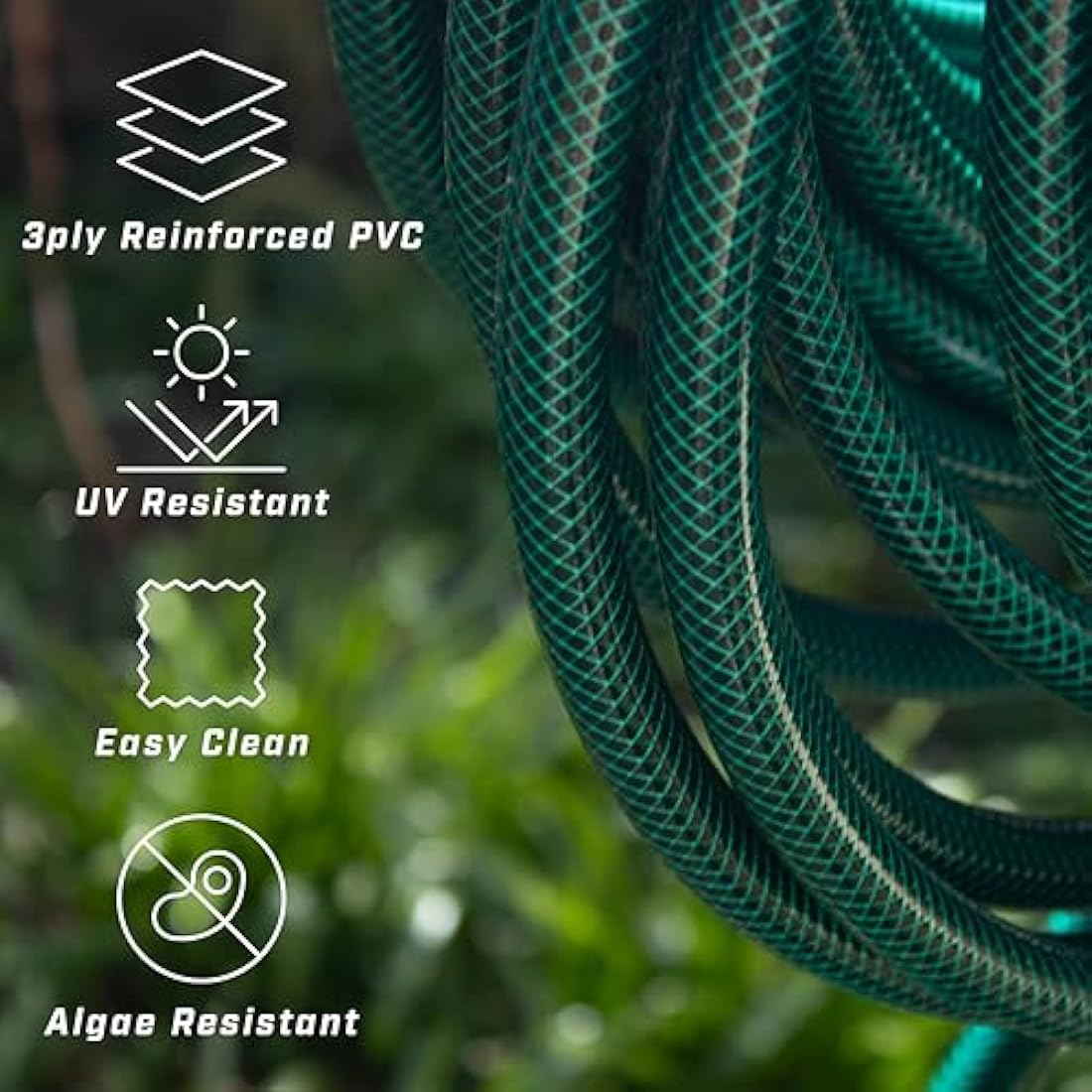 Faithfull 50m Reinforced PVC Garden Hose Pipe – 12.7mm Kink Resistant