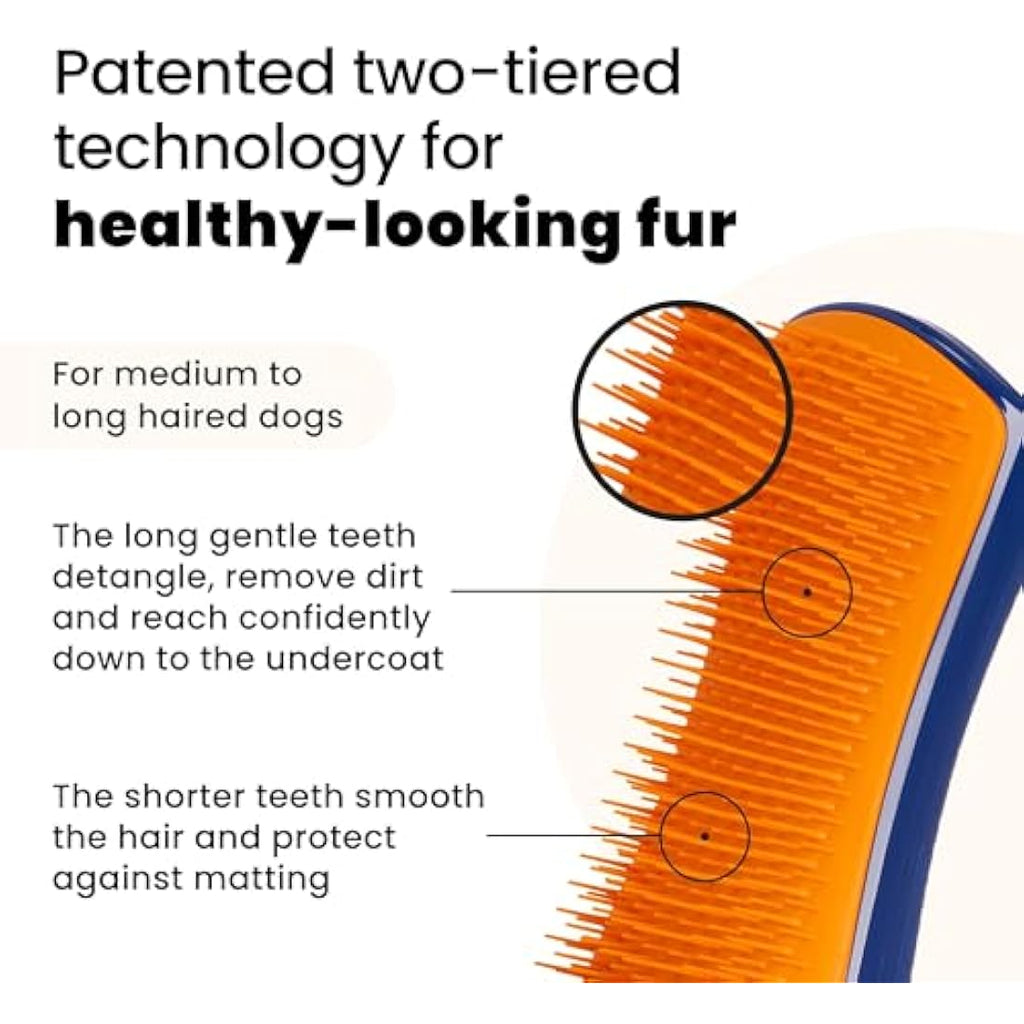 Tangle Teezer Pet Teezer - Detangling Dog Grooming Brush - Navy & Orange