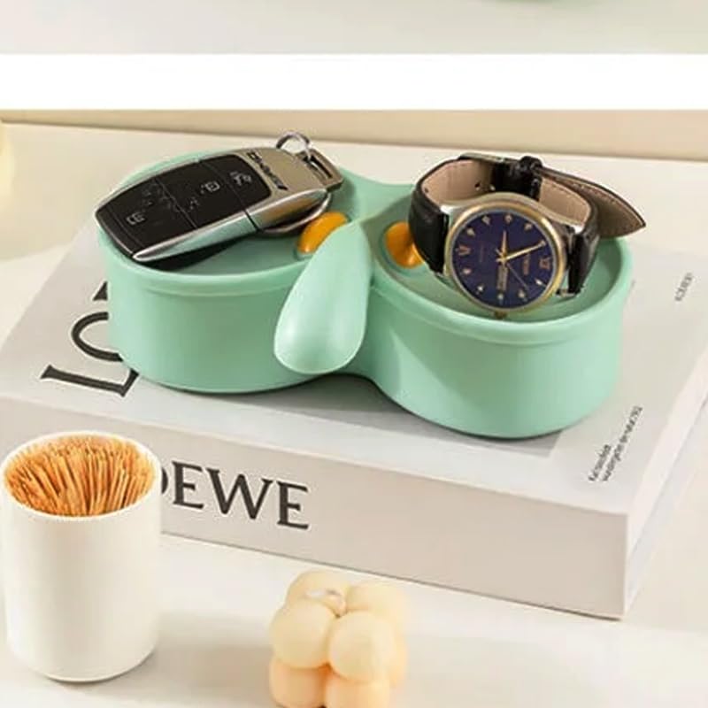 ARFUKA Glasses Holder Stand with Double-Layer Tray Fun Decor Organizer for Eyeglasses, Sunglasses & Jewelry - Nightstand/Desktop Storage Green - image 5
