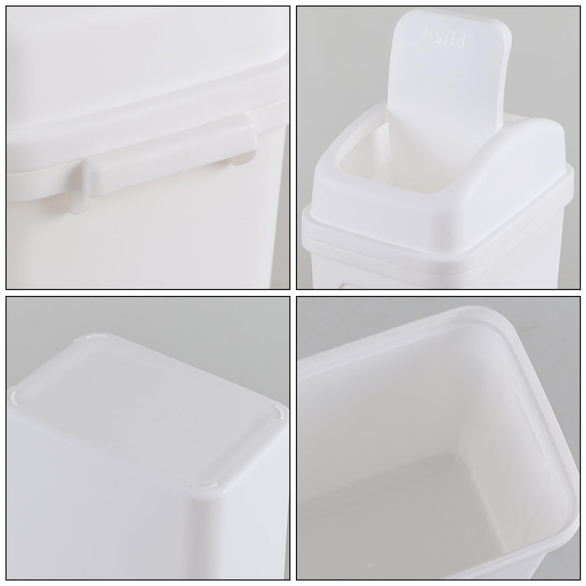 Ikando 7 L Small Swing Top Garbage Can, Plastic Bathroom Trash Can with Lid, White - image 3