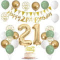 21st Birthday Decorations - Sage Green & Gold Party Supplies Kit