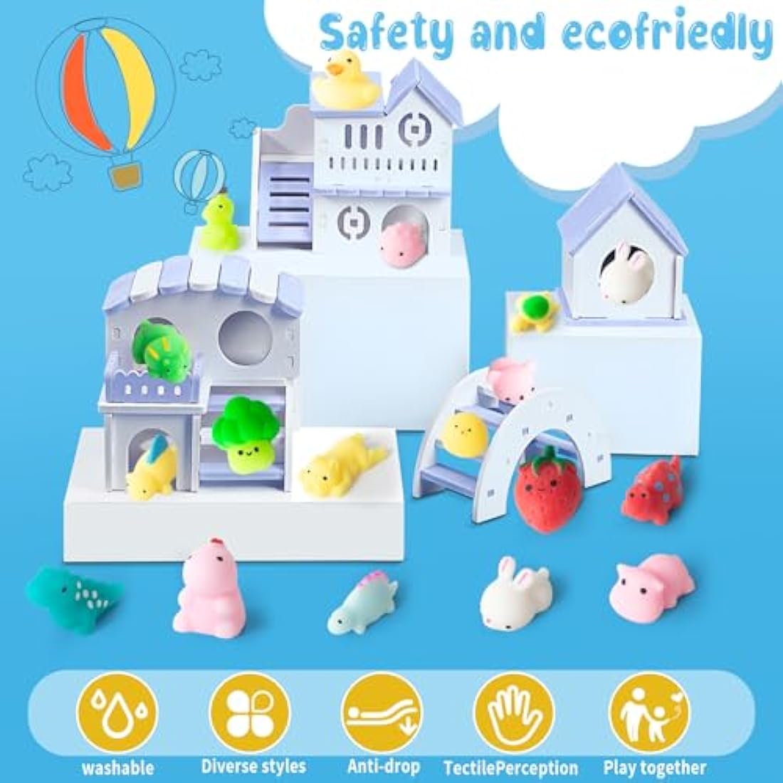 Jolof Store 32Pcs Mochi Squishy Toys – Animal & Dinosaur Fidget Pack