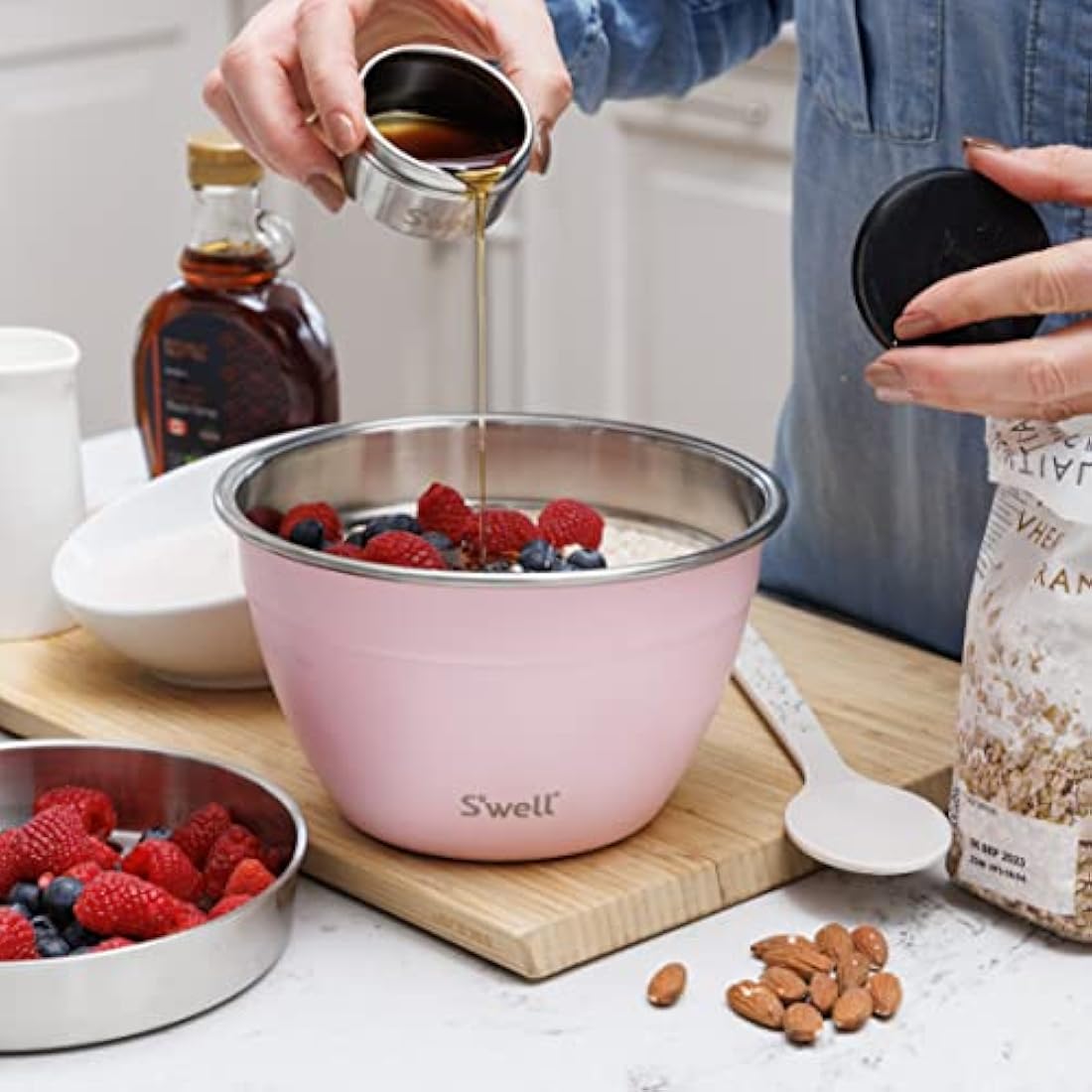 S'well Pink Topaz Stainless Steel Salad Bowl Kit - 1.9L Lunch Box