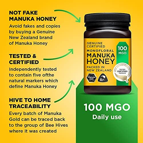 Manuka Gold 100 MGO Genuine New Zealand Manuka Honey - 500g Pot