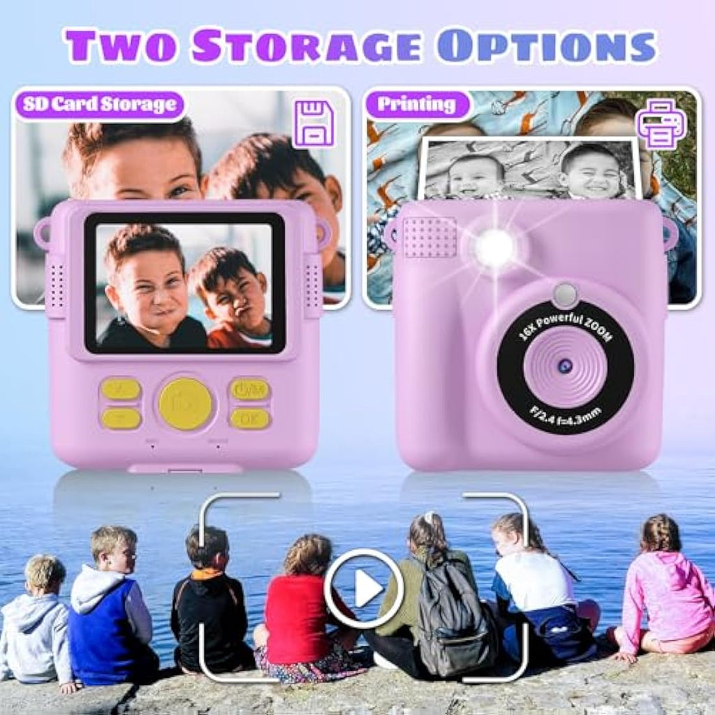 Kids Instant Print Camera – 1080P Digital Video with 32GB SD
