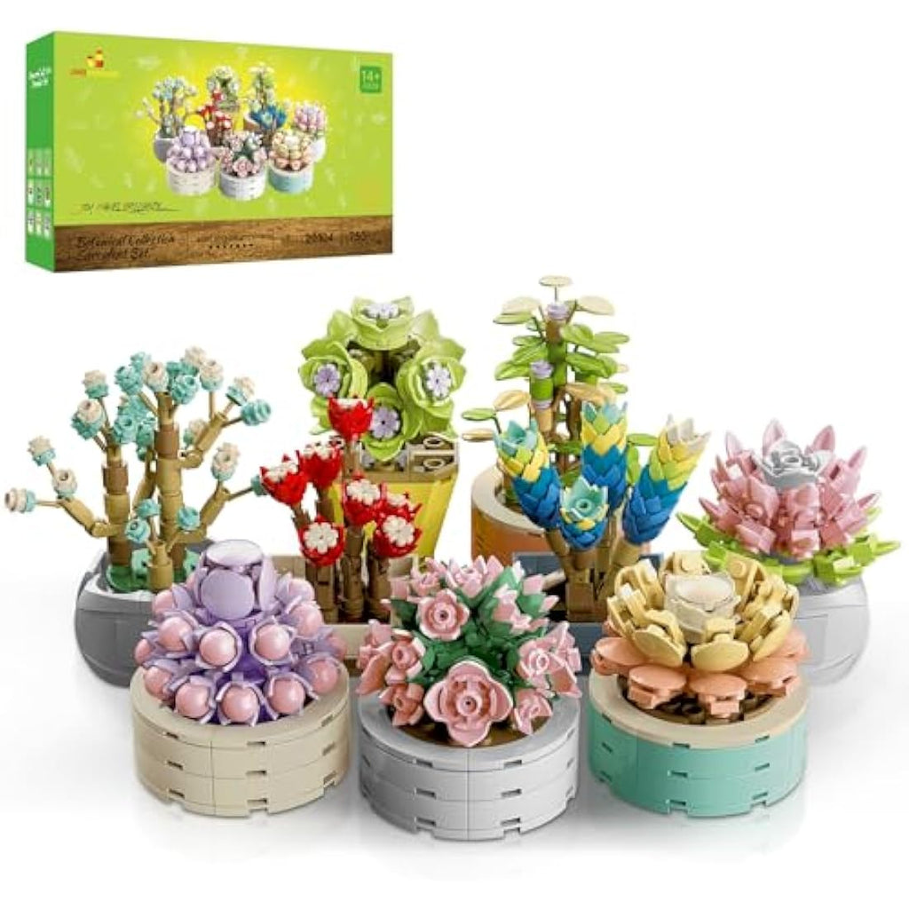 JMBricklayer Succulent Plants Building Blocks Set - 750Pcs Botanical Decor