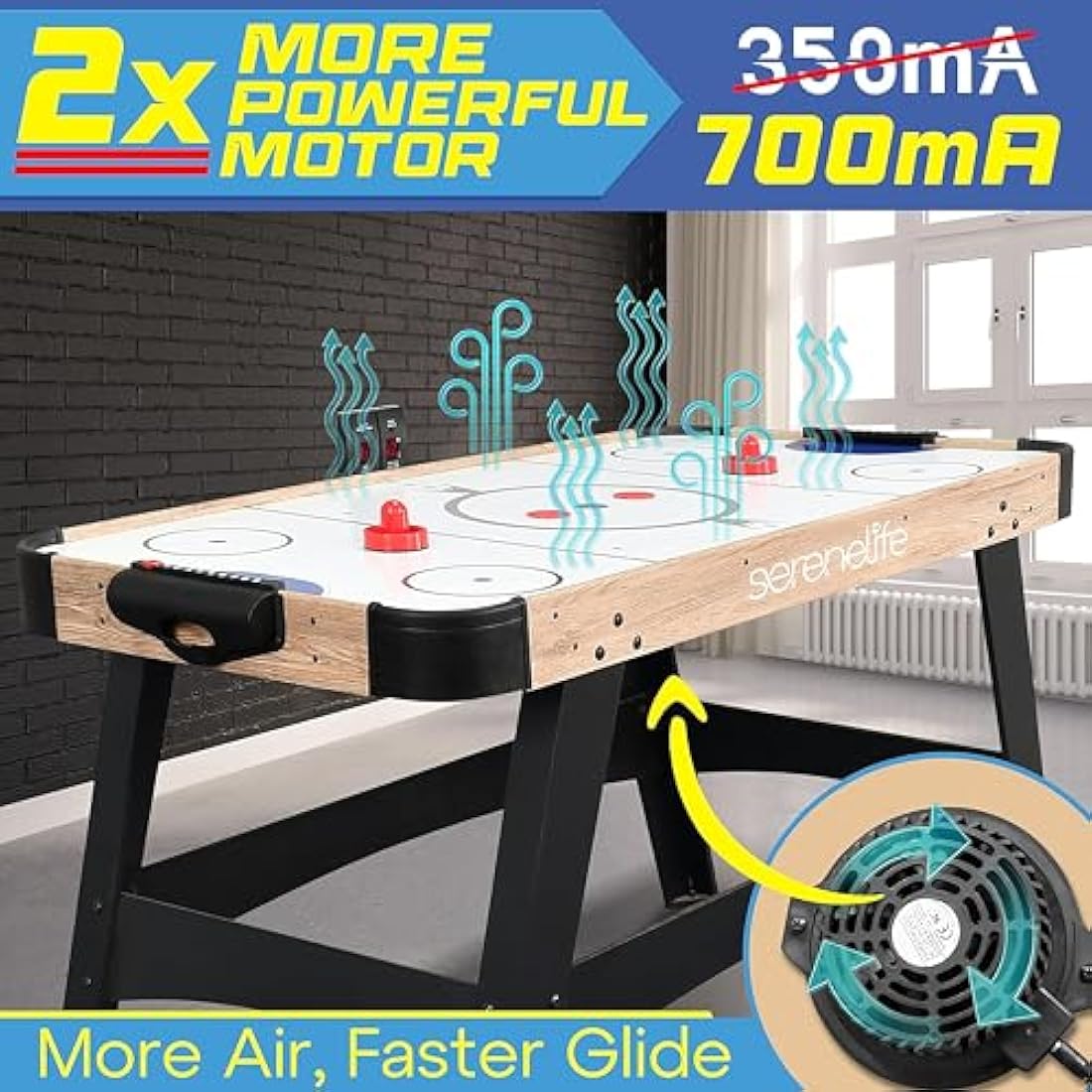 SereneLife 150cm Air Hockey Table – Full Size Arcade Game with LED Score
