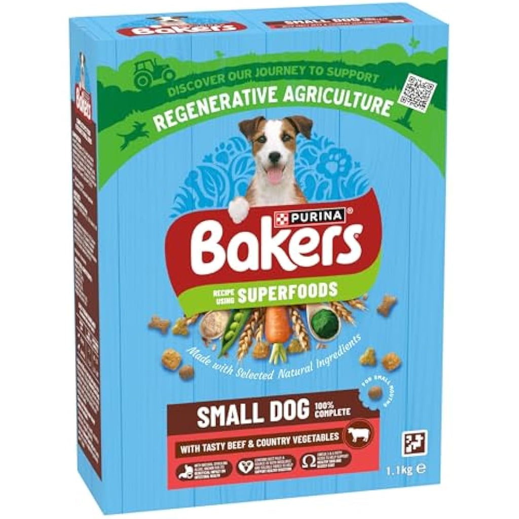 Bakers Small Dry Dog Food - Beef & Vegetable for Adult Dogs, 1.1kg