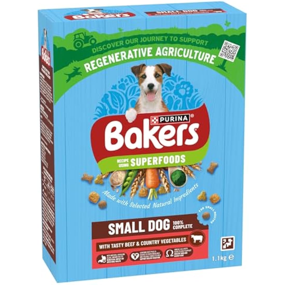 Bakers Small Dry Dog Food - Beef & Vegetable for Adult Dogs, 1.1kg