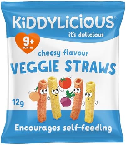 Kiddylicious Cheesy Veggie Straws – Vegan & Gluten Free Snacks, 9 Pack