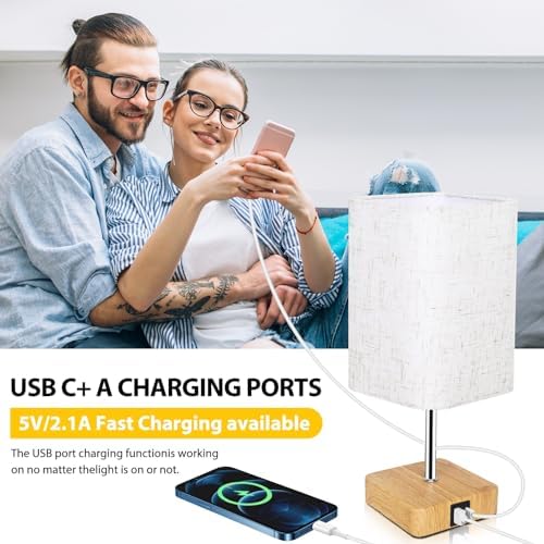 USB Table Lamp – 3-Way Dimmable Touch Control, 2 Pack