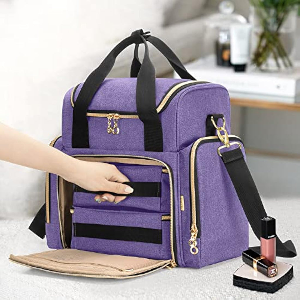 Travel Makeup Bag | Portable Cosmetic Case with 2 Inserts