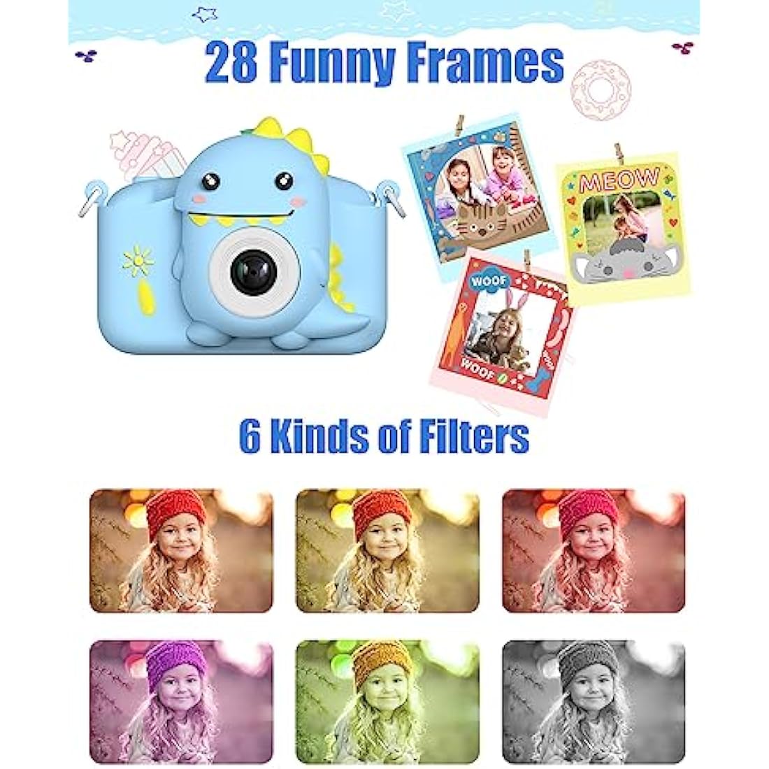 Hangrui Kids Digital Camera – 20MP Dual Lens 1080P Video Toy with 32GB Card