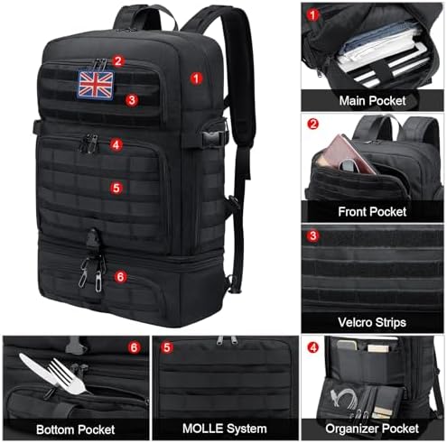 BERTASCHE Tactical Lunch Backpack | Insulated Laptop Work Bag – Black