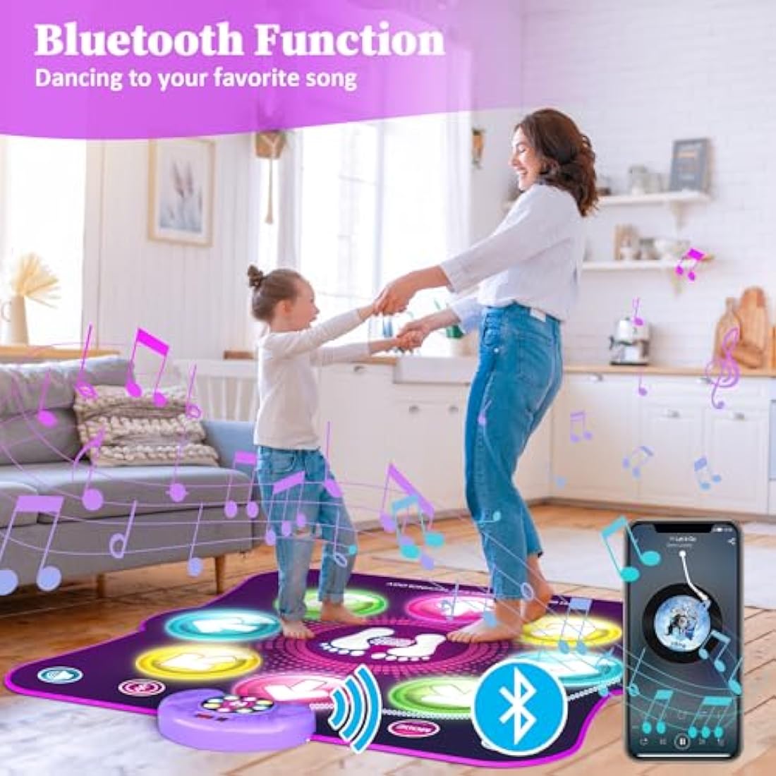 Jolof Store Bluetooth Dance Mat – Rechargeable 8-Arrow Light Up Pad