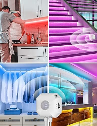 MATICOD Motion Sensor RGB LED Strip Light – App Control Under Cabinet, 3m