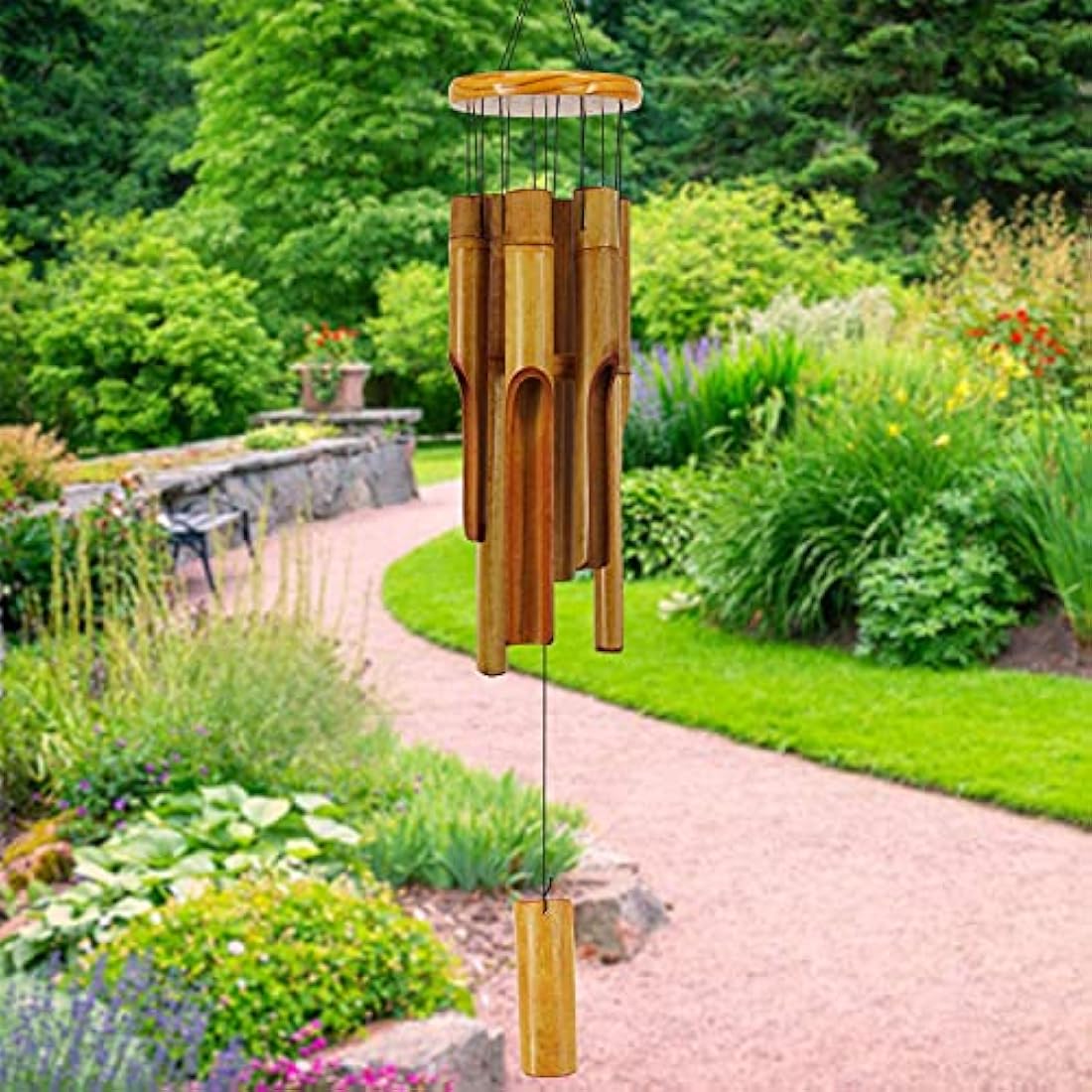 Astarin 30" Bamboo Wind Chimes – Handmade Wooden Zen Garden Decor