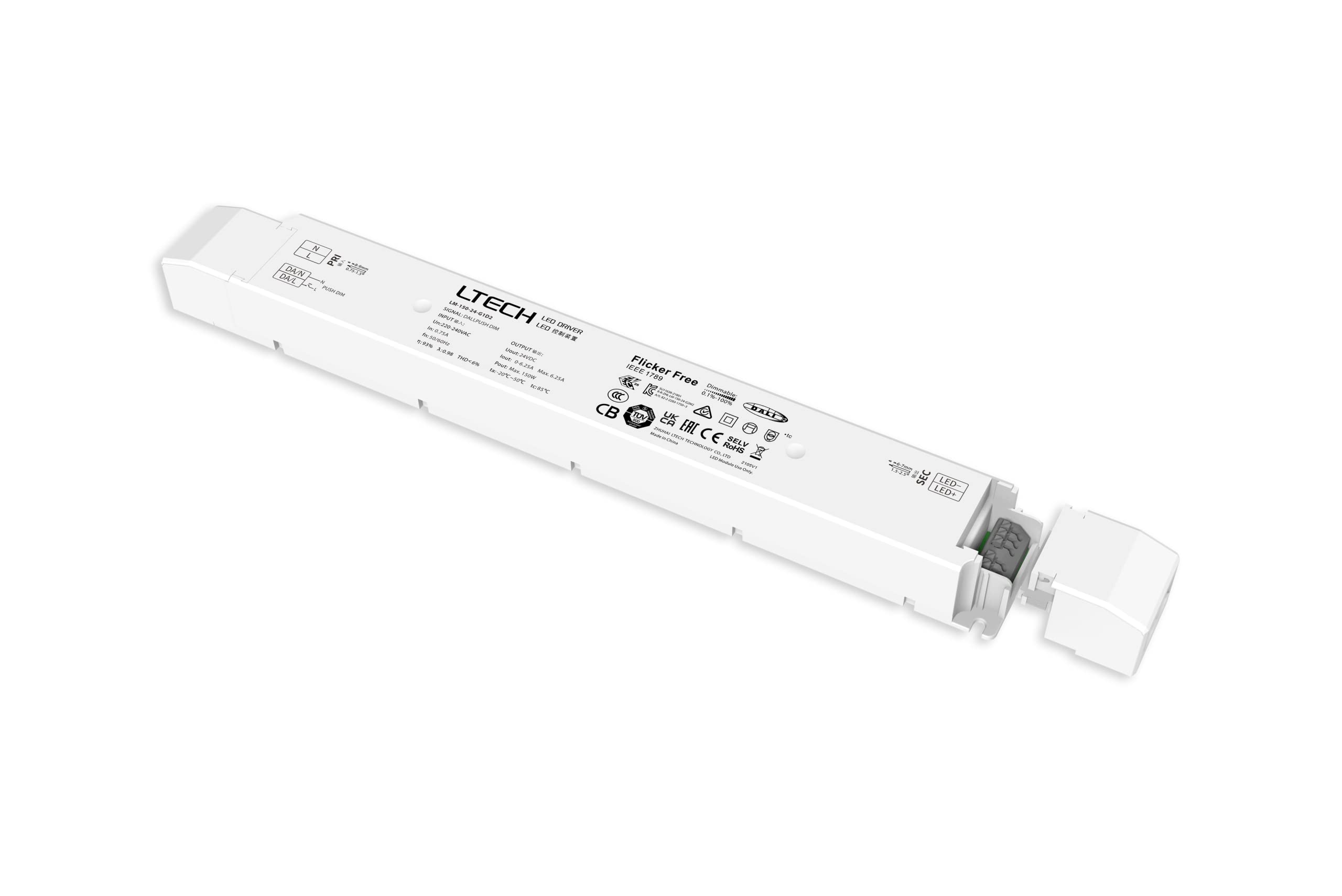 LIGHTEU DALI-2 DT6/DT8 Dimmable LED Driver | 150W 24V DC Power Supply