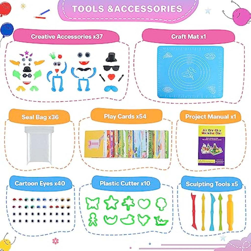 Jolof Store Air Dry Clay Kit – 42 Colors Non-Toxic Modelling Clay
