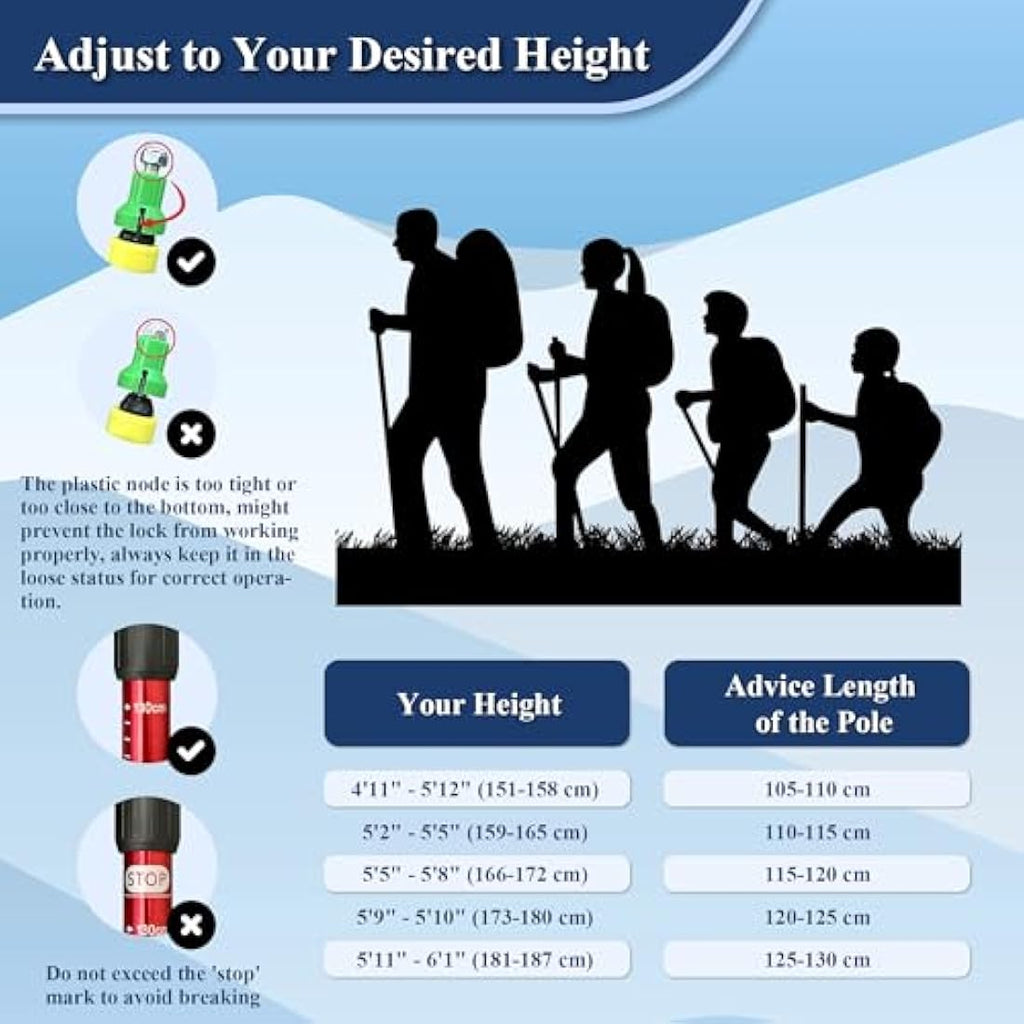 TheFitLife Aluminum Trekking Poles – Ultralight Collapsible Hiking Sticks