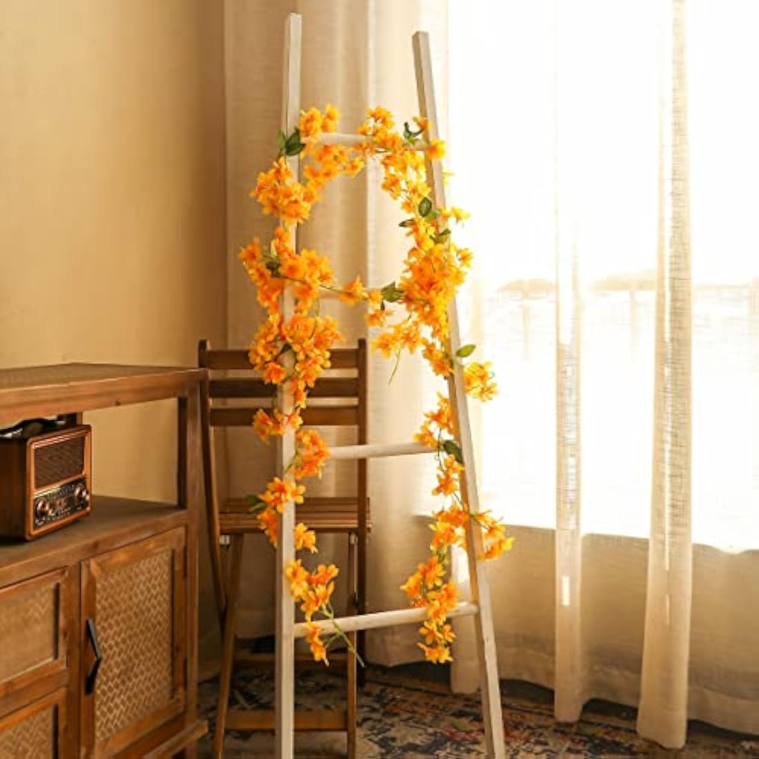 2-Pack Artificial Cherry Blossom Silk Hanging Vines – Yellow