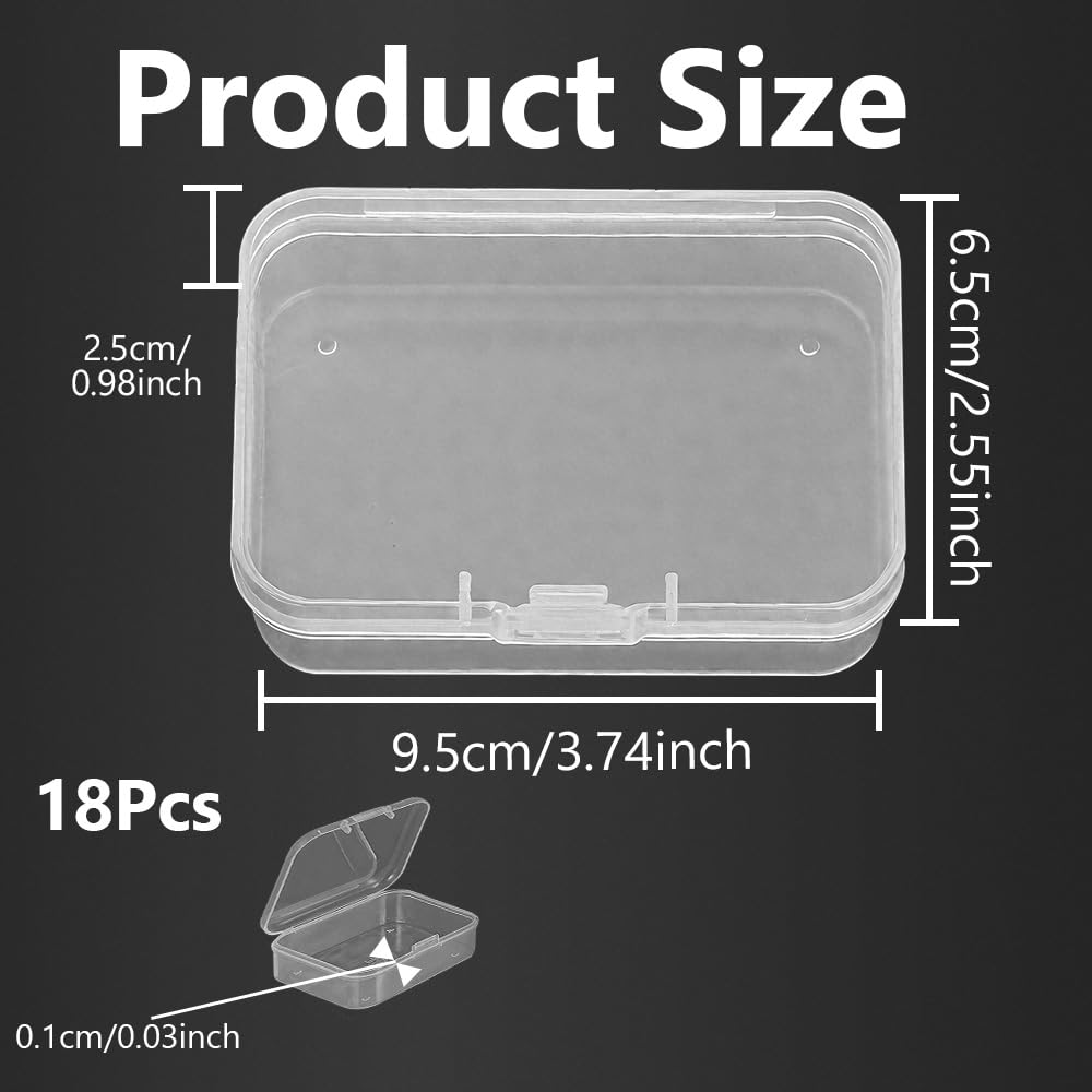 WYAN 18Pcs Transparent Boxes, Bead Storage Box, Containers Rectangle, Containers Box Case with Flip-Up Lids, Storage Containers - image 2