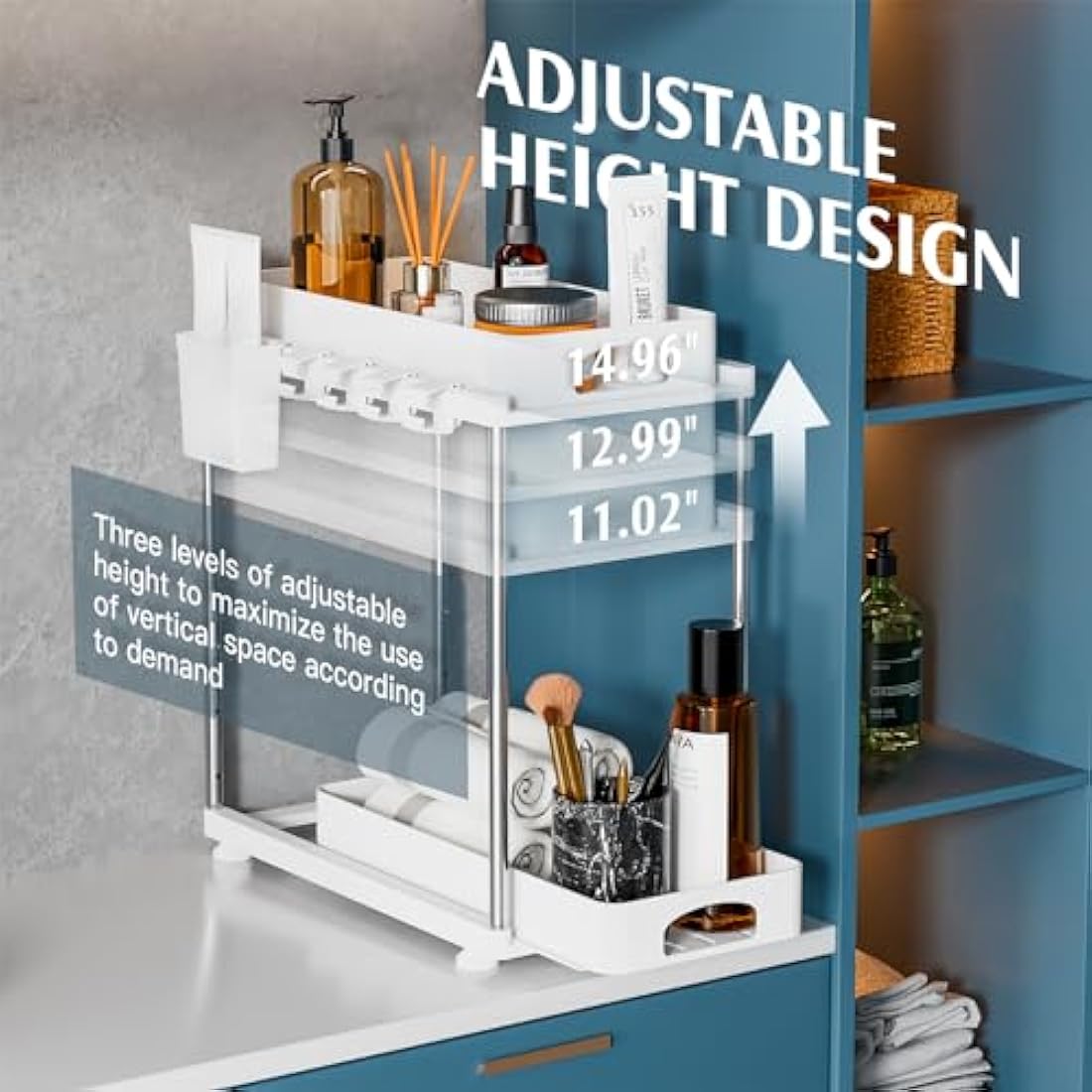 Verifost 2-Pack Under Sink Organiser | 2-Tier Slide-Out Storage, White