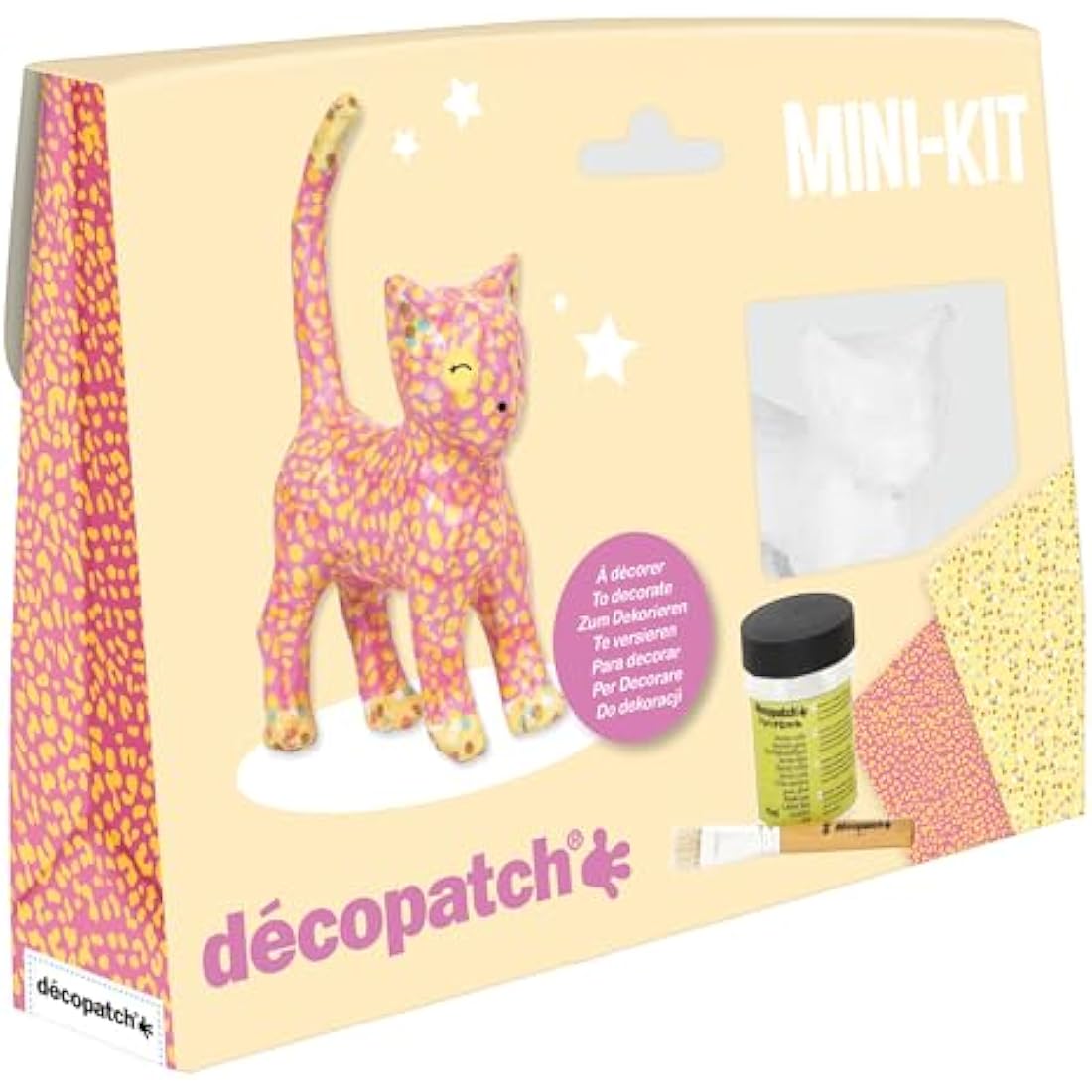 Décopatch Cat Mini Kit – DIY Paper Mache Animal Craft Set for Kids