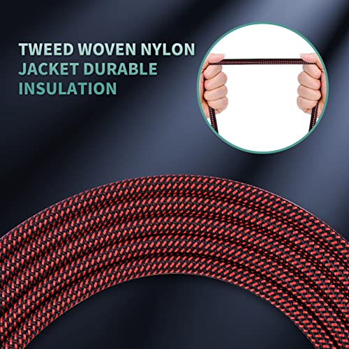 OTraki 2-Pack Braided Guitar Cable 6.5ft – 1/4" Instrument Lead (Red/Green)