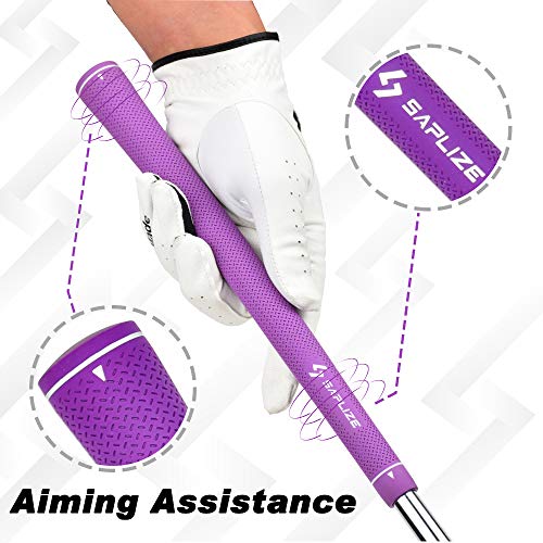 SAPLIZE Rubber Golf Grips | 13-Piece Set with Regripping Kit | Purple