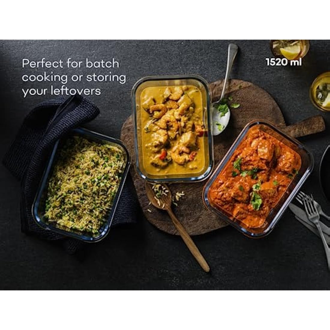 Franklin Lade Glass Food Storage Containers – 3pc Extra Large Set