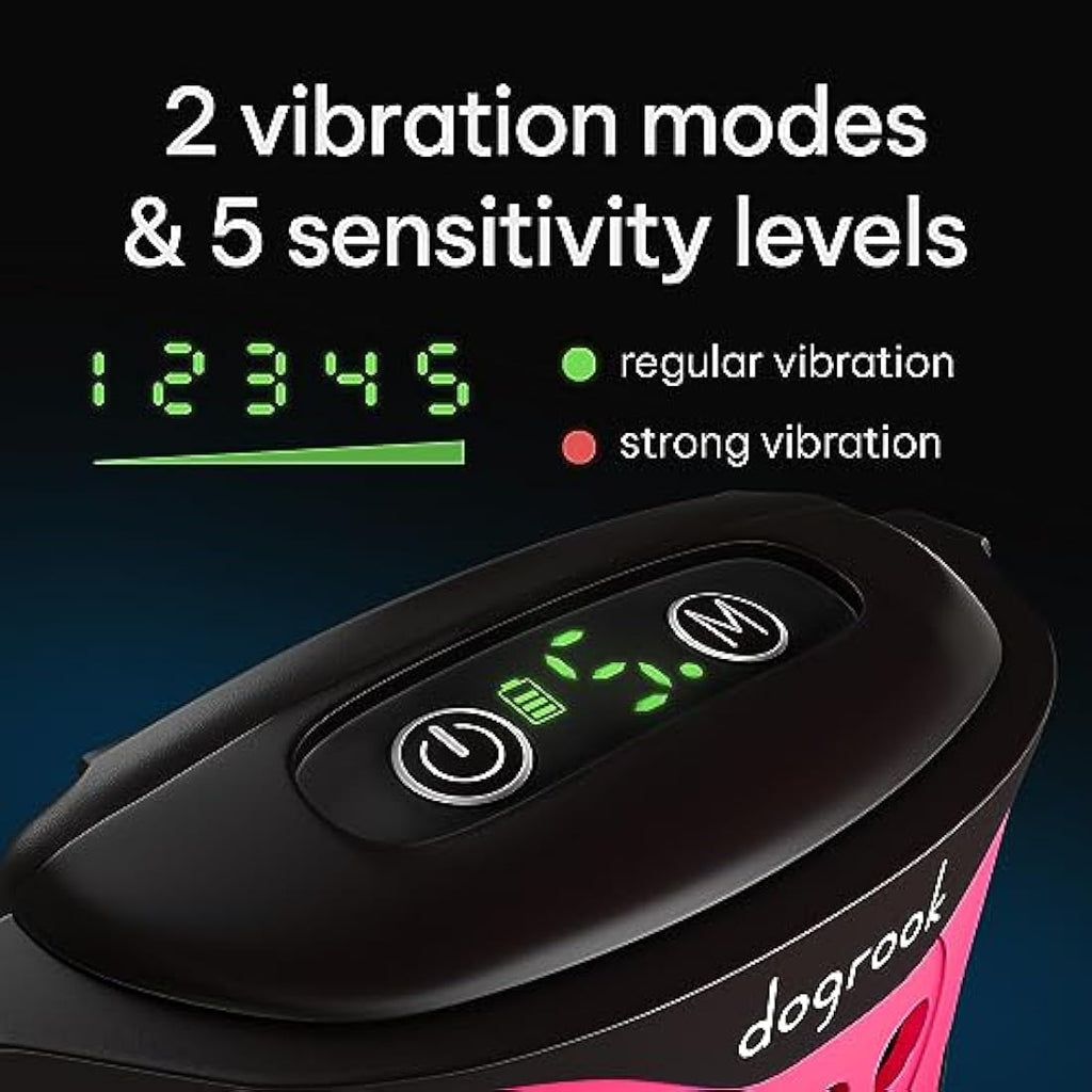 DogRook No Shock Anti Bark Collar – Vibrating Dog Training Device, Pink
