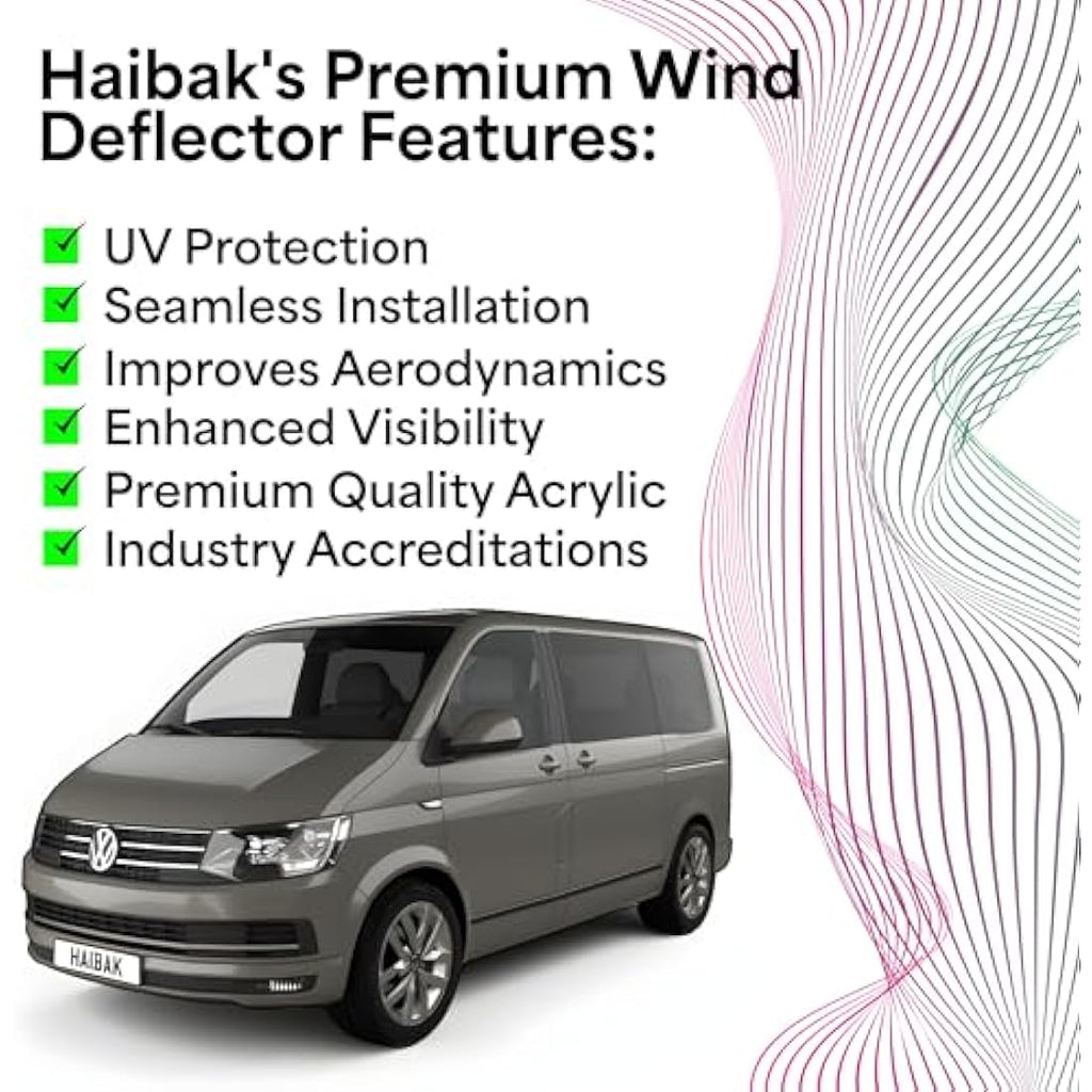Haibak Wind Deflectors for VW Transporter T5 T6 | Dark Tinted 2pc