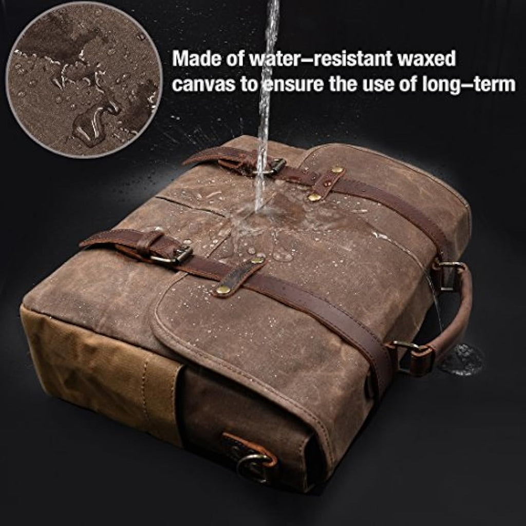 Mens 15.6 Laptop Messenger Bag – Waterproof Canvas Satchel