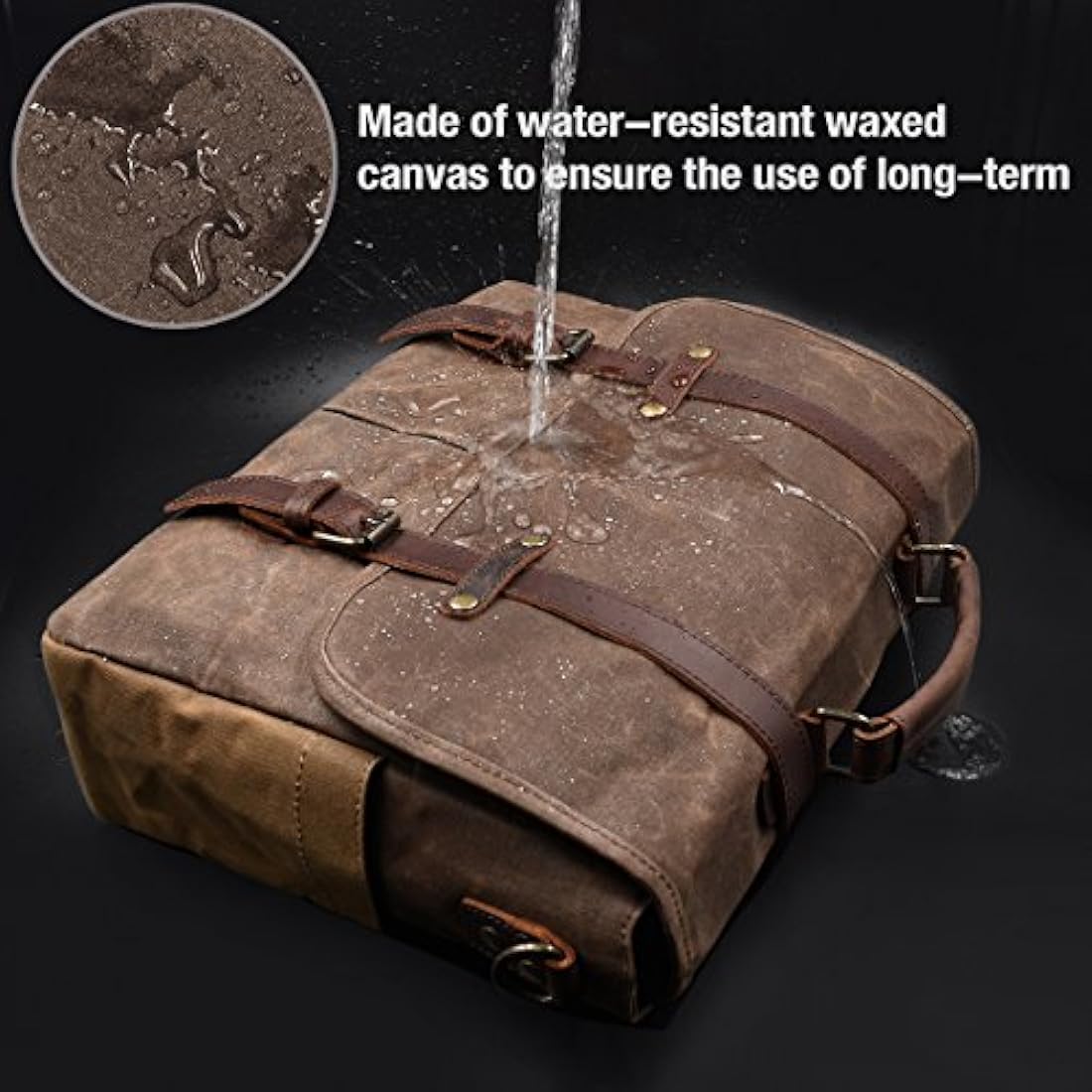 Mens 15.6 Laptop Messenger Bag – Waterproof Canvas Satchel